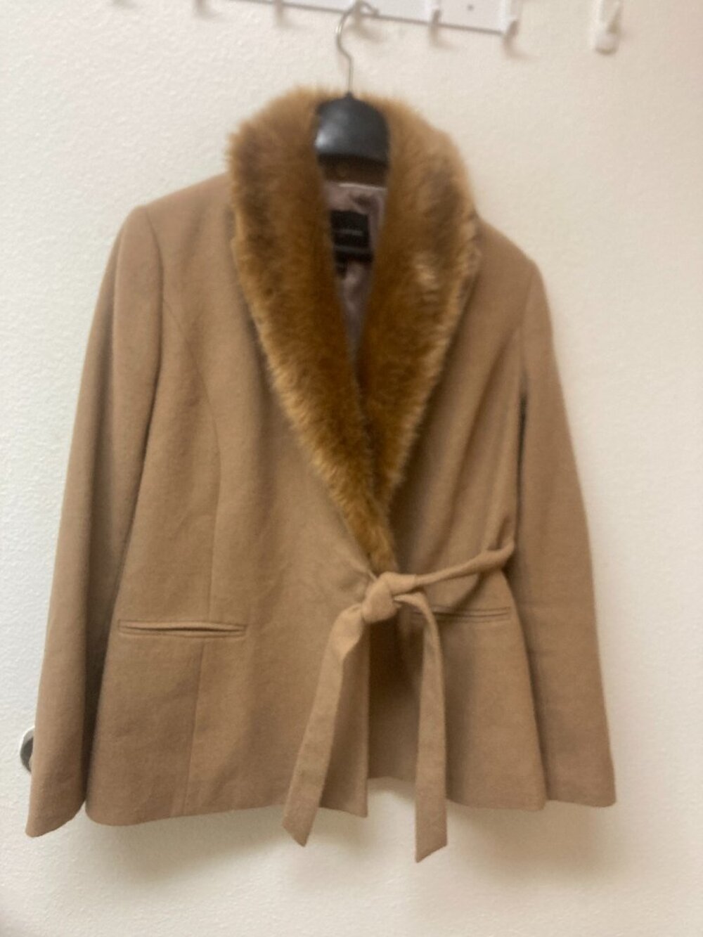 BANANA REPUBLIC Faux Fur Wool Blend Wrap Jacket (6P)